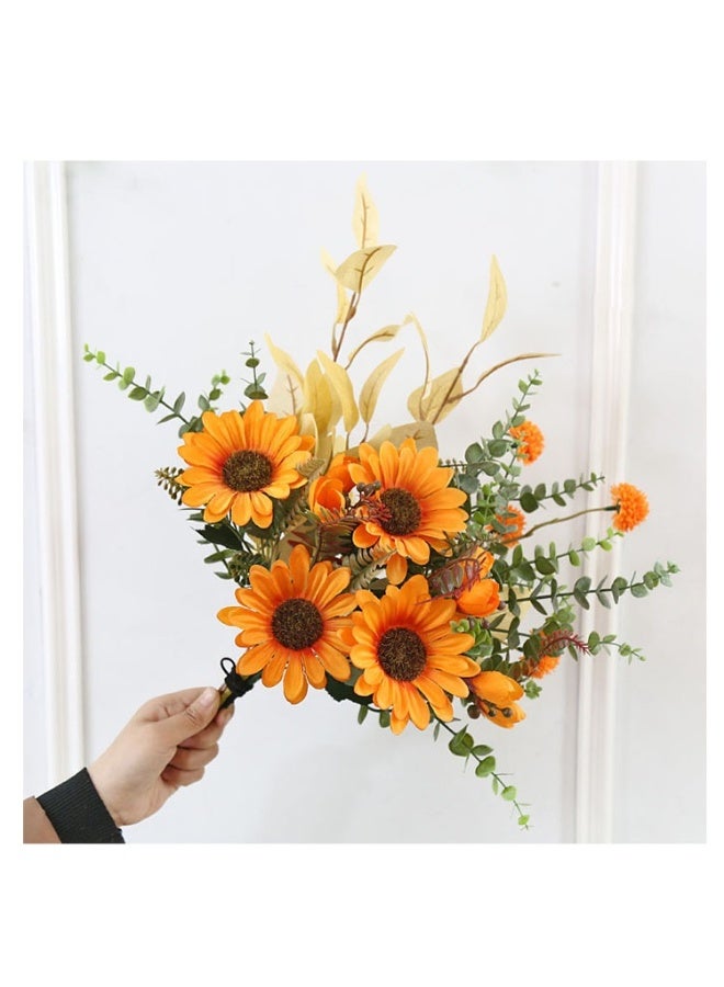 JAYATO Fake flowers and realistic flowers as living room decorations for a luxurious style home decoration. Mediterranean floral arrangement with combined sunflowers and plastic vases. - Image 2